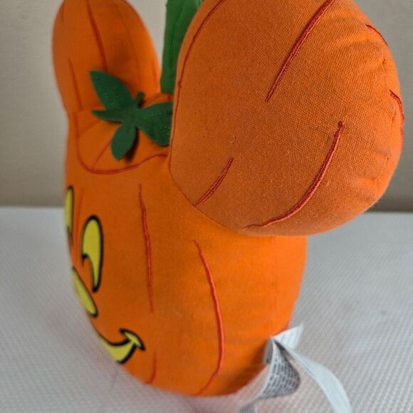 Disney Halloween Mickey Mouse Pumpkin Plush Pillow Orange 13" Decorative Cushion - Picture 3 of 5